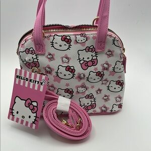 NWT Hello Kitty Pink and White Handbag with Detachable Crossbody Strap